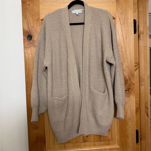Cozy Tan Open Front Cardigan